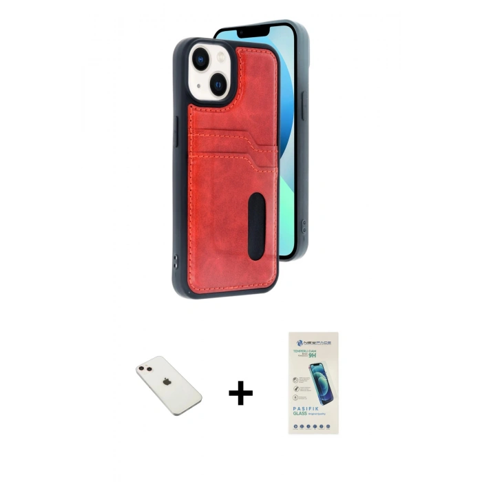 MARSİLYAN™- iPhone 14 Kılıf Yörünge Işık Serisi - Şeffaf Pasifik Cam Ekran Koruyucu + Diamond Kamera Lens - PE