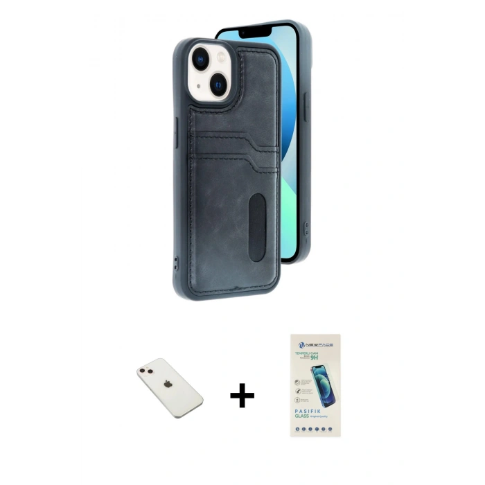 MARSİLYAN™- iPhone 14 Kılıf Yörünge Işık Serisi - Şeffaf Pasifik Cam Ekran Koruyucu + Diamond Kamera Lens - PE