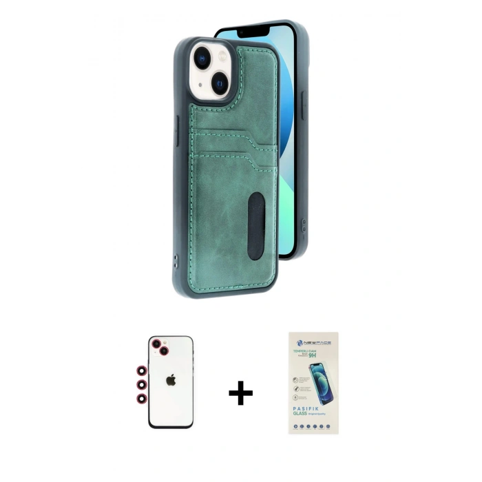 MARSİLYAN™- iPhone 14 Kılıf Yörünge Işık Serisi - Şeffaf Pasifik Cam Ekran Koruyucu + Shine Kamera Lens - KI