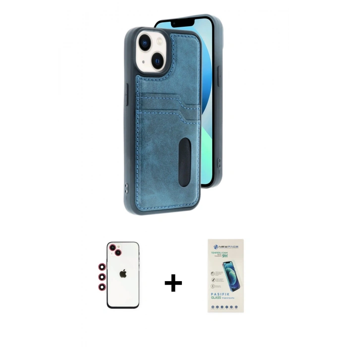 MARSİLYAN™- iPhone 14 Kılıf Yörünge Işık Serisi - Şeffaf Pasifik Cam Ekran Koruyucu + Shine Kamera Lens - KI