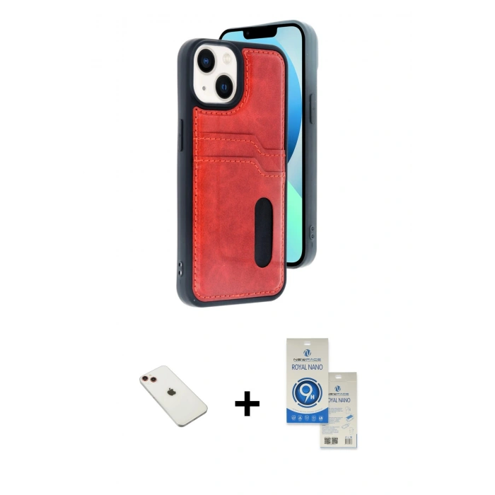 MARSİLYAN™- iPhone 14 Kılıf Yörünge Işık Serisi - Şeffaf Royal Nano Ekran Koruyucu + Diamond Kamera Lens - KI