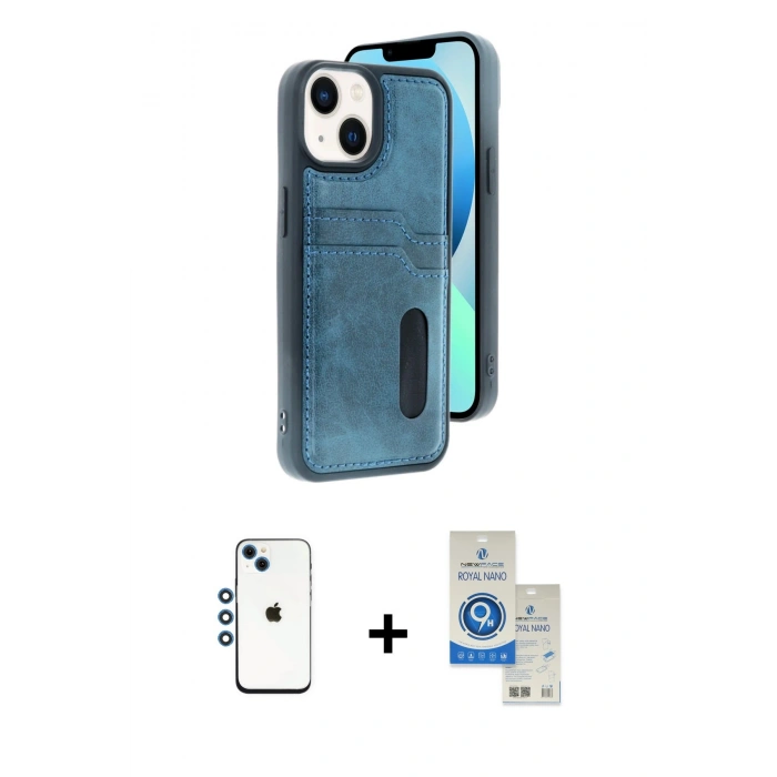 MARSİLYAN™- iPhone 14 Kılıf Yörünge Işık Serisi - Şeffaf Royal Nano Ekran Koruyucu + Shine Kamera Lens - MI