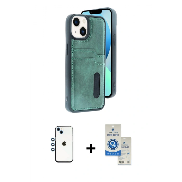MARSİLYAN™- iPhone 14 Kılıf Yörünge Işık Serisi - Şeffaf Royal Nano Ekran Koruyucu + Shine Kamera Lens - MI