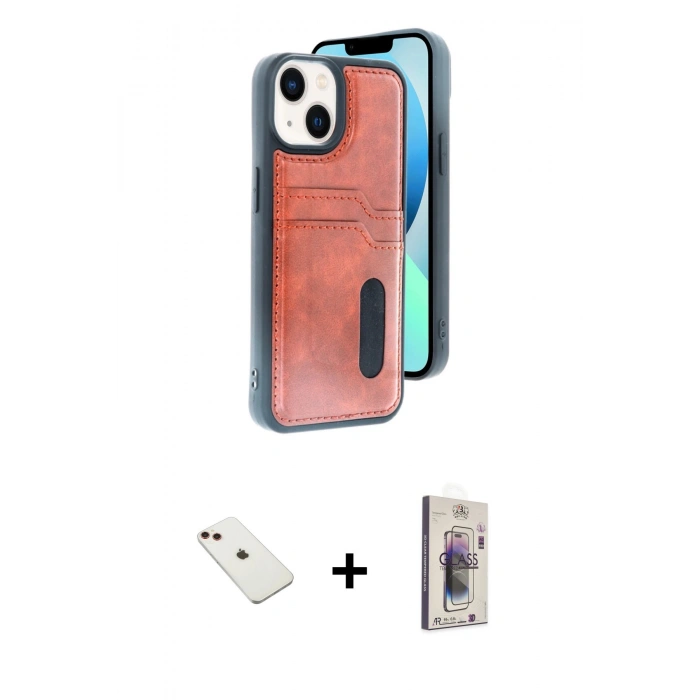 MARSİLYAN™- iPhone 14 Kılıf Yörünge Işık Serisi - Siyah Bilvis 3D Cam Ekran Koruyucu + Diamond Kamera Lens - KI