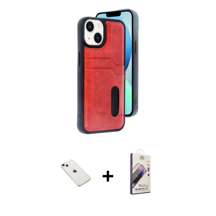 MARSİLYAN™- iPhone 14 Kılıf Yörünge Işık Serisi - Siyah Bilvis 3D Mat Cam Ekran Koruyucu + Diamond Kamera Lens - KI