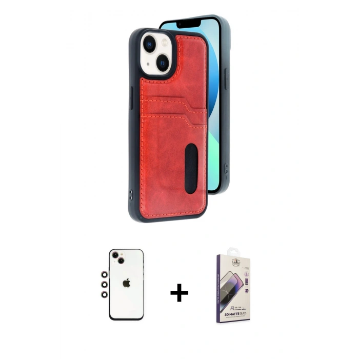 MARSİLYAN™- iPhone 14 Kılıf Yörünge Işık Serisi - Siyah Bilvis 3D Mat Cam Ekran Koruyucu + Shine Kamera Lens - GI