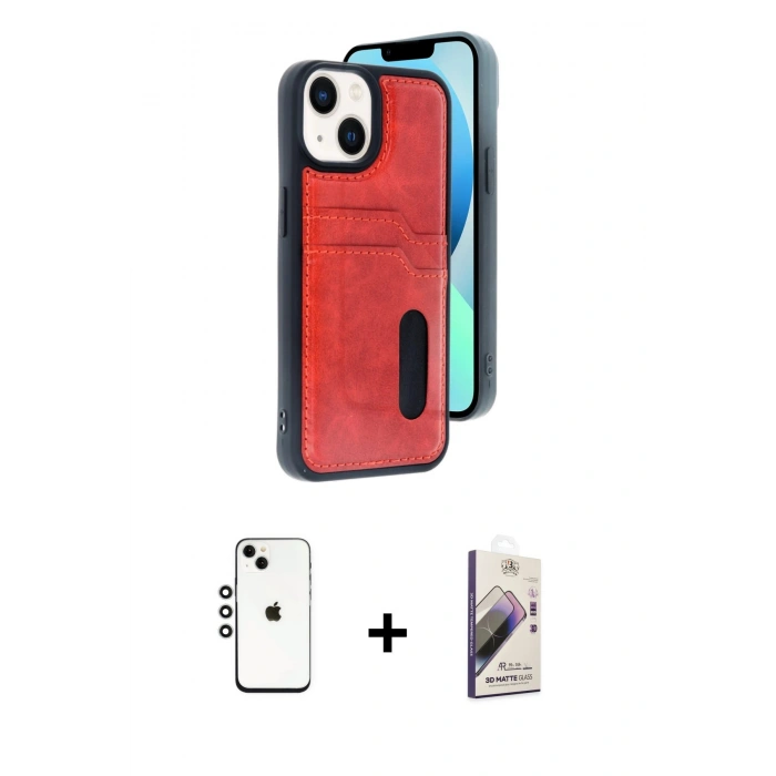 MARSİLYAN™- iPhone 14 Kılıf Yörünge Işık Serisi - Siyah Bilvis 3D Mat Cam Ekran Koruyucu + Shine Kamera Lens - GS
