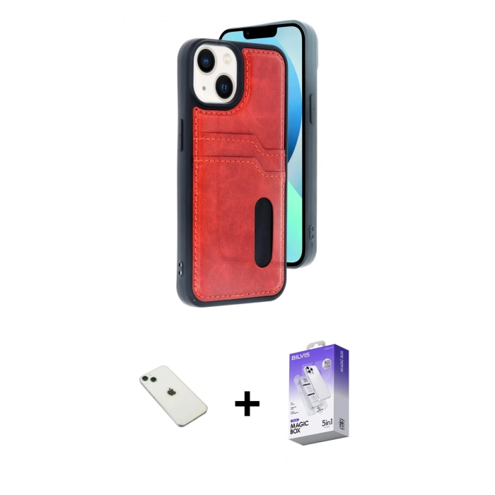 MARSİLYAN™- iPhone 14 Kılıf Yörünge Işık Serisi - Siyah Bilvis 5in1 3D Magic Cam Ekran Koruyucu + Diamond Kamera Lens - YL