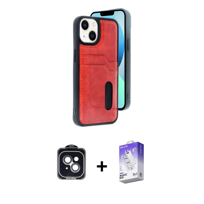 MARSİLYAN™- iPhone 14 Kılıf Yörünge Işık Serisi - Siyah Bilvis 5in1 3D Magic Cam Ekran Koruyucu + PVD Metal Kamera Lens - SH