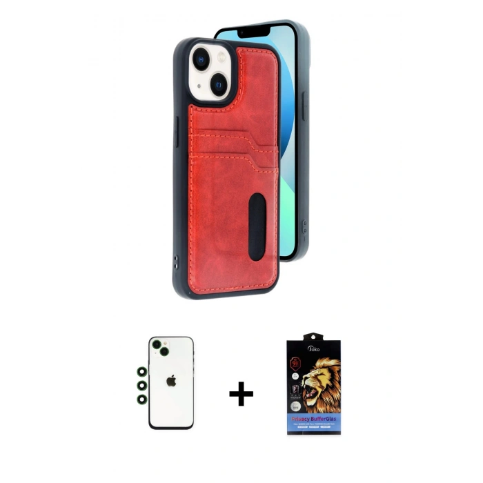MARSİLYAN™- iPhone 14 Kılıf Yörünge Işık Serisi - Siyah Buffer Hayalet Cam Ekran Koruyucu + Shine Kamera Lens - YL