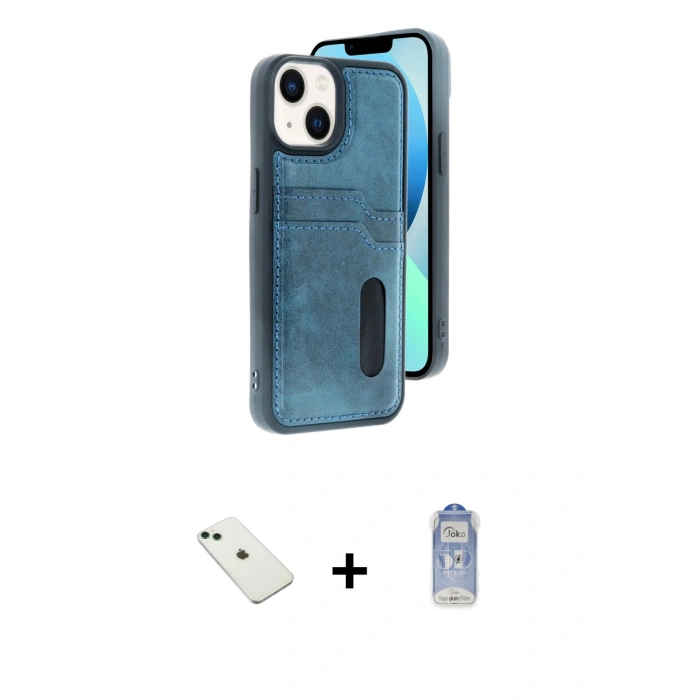MARSİLYAN™- iPhone 14 Kılıf Yörünge Işık Serisi - Siyah Joko Magic 5D Cam + Diamond Kamera Lens - YL