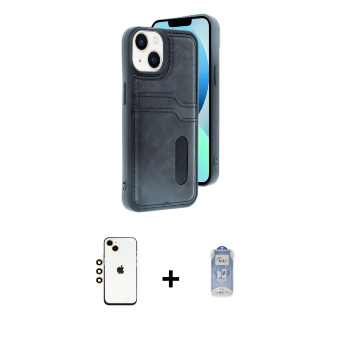 MARSİLYAN™- iPhone 14 Kılıf Yörünge Işık Serisi - Siyah Joko Magic 5D Cam + Shine Kamera Lens - GD