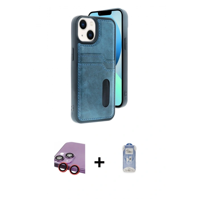 MARSİLYAN™- iPhone 14 Kılıf Yörünge Işık Serisi - Siyah Joko Magic 5D Cam + Raze Metal Kamera Lens - KI