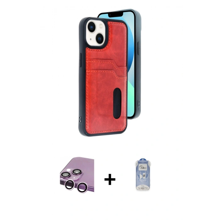 MARSİLYAN™- iPhone 14 Kılıf Yörünge Işık Serisi - Siyah Joko Magic 5D Cam + Raze Metal Kamera Lens - MR