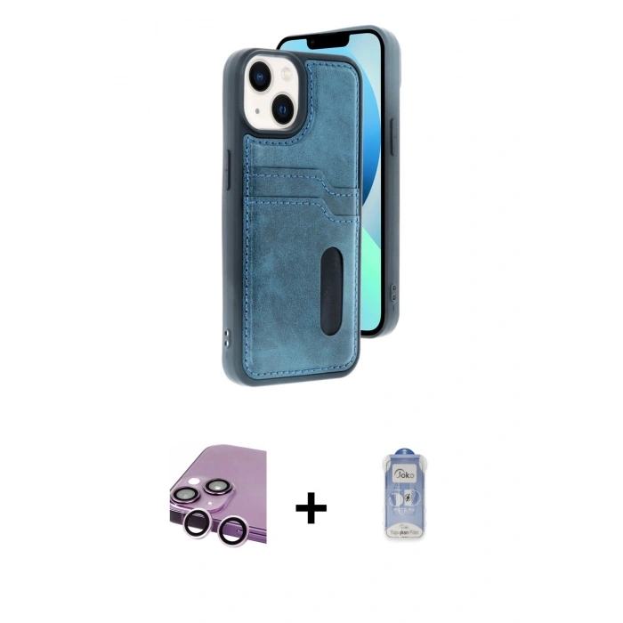 MARSİLYAN™- iPhone 14 Kılıf Yörünge Işık Serisi - Siyah Joko Magic 5D Cam + Raze Metal Kamera Lens - MR