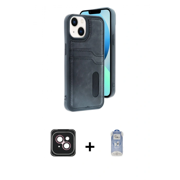 MARSİLYAN™- iPhone 14 Kılıf Yörünge Işık Serisi - Siyah Joko Magic 5D Cam + PVD Metal Kamera Lens - PE