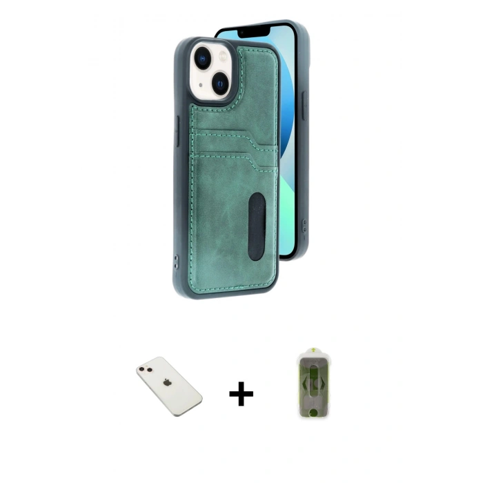 MARSİLYAN™- iPhone 14 Kılıf Yörünge Işık Serisi - Siyah Joko Magic 5D Hayalet Cam + Diamond Kamera Lens - PE