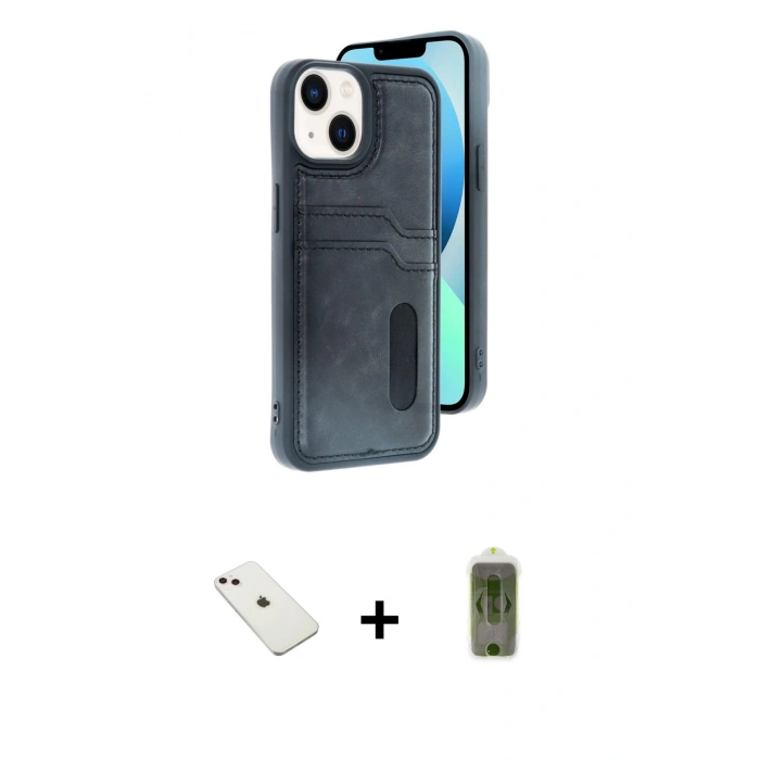 MARSİLYAN™- iPhone 14 Kılıf Yörünge Işık Serisi - Siyah Joko Magic 5D Hayalet Cam + Diamond Kamera Lens - PE
