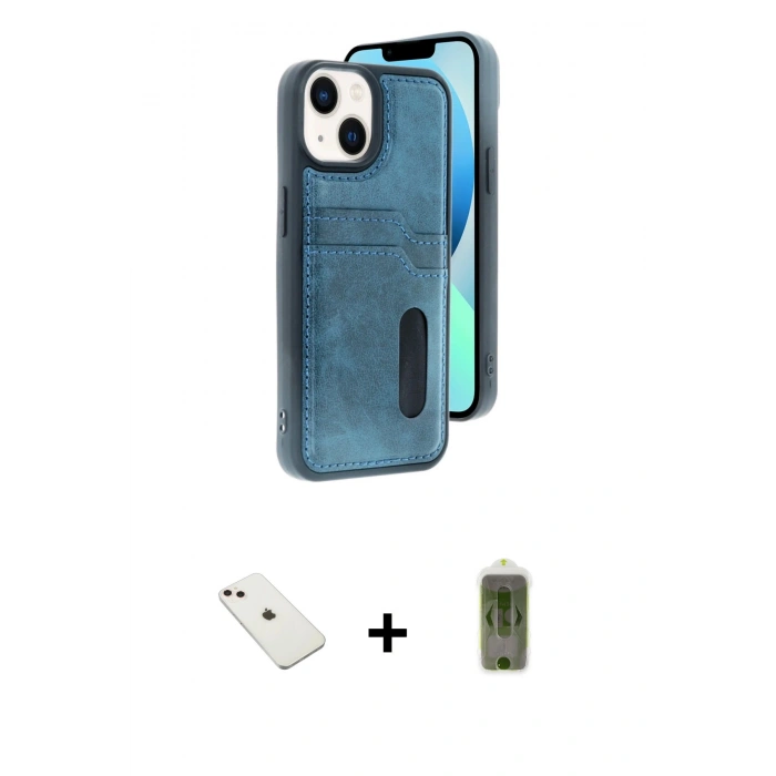 MARSİLYAN™- iPhone 14 Kılıf Yörünge Işık Serisi - Siyah Joko Magic 5D Hayalet Cam + Diamond Kamera Lens - PE