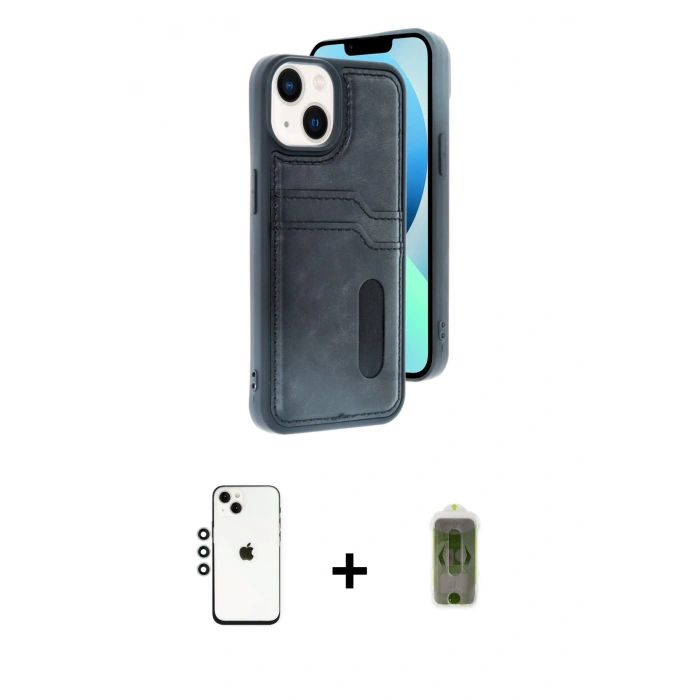 MARSİLYAN™- iPhone 14 Kılıf Yörünge Işık Serisi - Siyah Joko Magic 5D Hayalet Cam + Shine Kamera Lens - GS