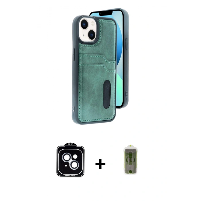 MARSİLYAN™- iPhone 14 Kılıf Yörünge Işık Serisi - Siyah Joko Magic 5D Hayalet Cam + PVD Metal Kamera Lens - MI
