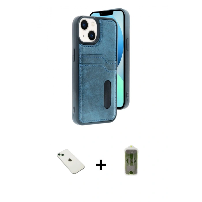 MARSİLYAN™- iPhone 14 Kılıf Yörünge Işık Serisi - Siyah Joko Magic 5D Hayalet Cam + Yeşil Diamond Kamera Lens