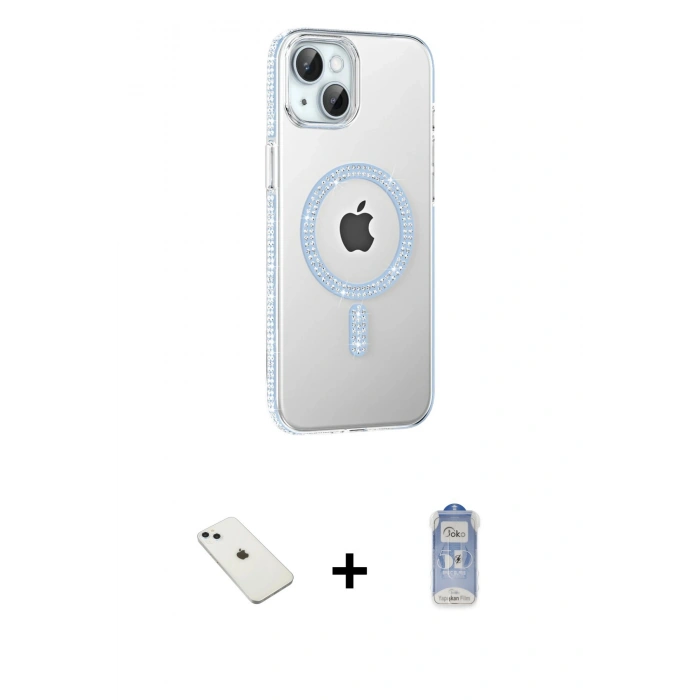 MARSİLYAN™- iPhone 14 Kılıf Yörünge Koleksiyonu - Siyah Joko Magic 5D Cam + Diamond Kamera Lens - SABE