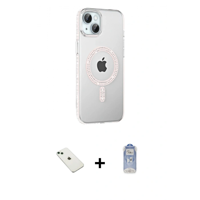 MARSİLYAN™- iPhone 14 Kılıf Yörünge Koleksiyonu - Siyah Joko Magic 5D Cam + Diamond Kamera Lens - YL