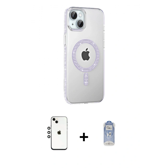 MARSİLYAN™- iPhone 14 Kılıf Yörünge Koleksiyonu - Siyah Joko Magic 5D Cam + Shine Kamera Lens - GS