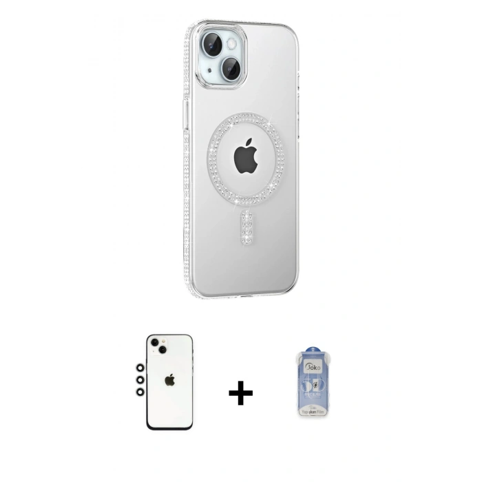MARSİLYAN™- iPhone 14 Kılıf Yörünge Koleksiyonu - Siyah Joko Magic 5D Cam + Shine Kamera Lens - GS