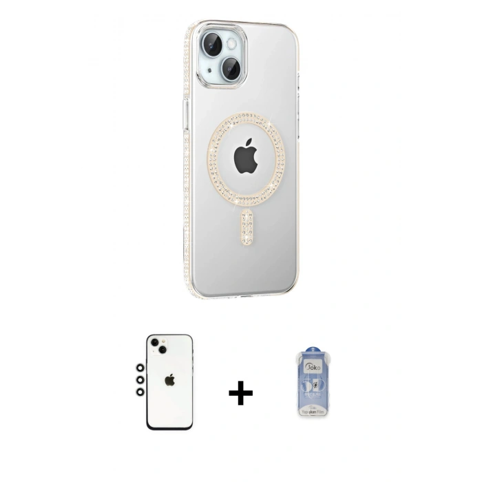 MARSİLYAN™- iPhone 14 Kılıf Yörünge Koleksiyonu - Siyah Joko Magic 5D Cam + Shine Kamera Lens - GS