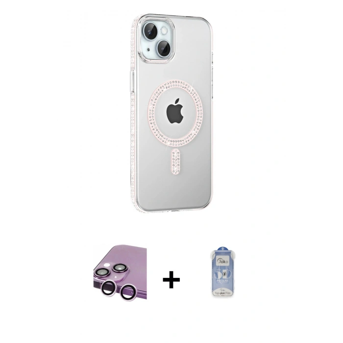 MARSİLYAN™- iPhone 14 Kılıf Yörünge Koleksiyonu - Siyah Joko Magic 5D Cam + Raze Metal Kamera Lens - MR