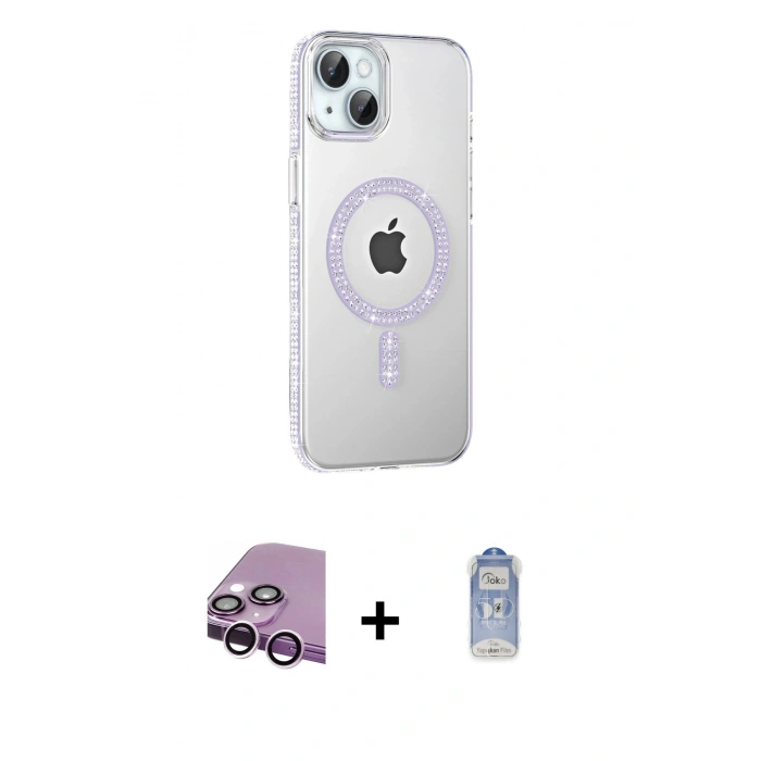 MARSİLYAN™- iPhone 14 Kılıf Yörünge Koleksiyonu - Siyah Joko Magic 5D Cam + Raze Metal Kamera Lens - MR