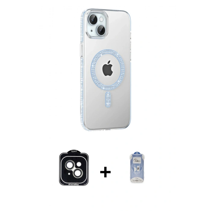 MARSİLYAN™- iPhone 14 Kılıf Yörünge Koleksiyonu - Siyah Joko Magic 5D Cam + PVD Metal Kamera Lens - YL