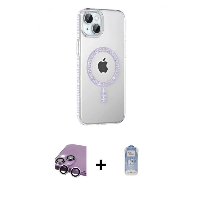 MARSİLYAN™- iPhone 14 Kılıf Yörünge Koleksiyonu - Siyah Joko Magic 5D Cam + Raze Metal Kamera Lens - GS