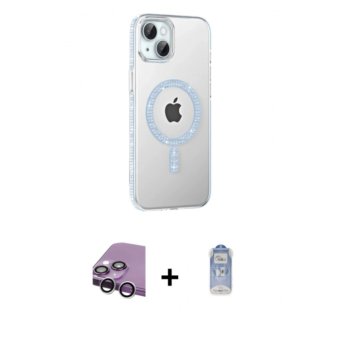 MARSİLYAN™- iPhone 14 Kılıf Yörünge Koleksiyonu - Siyah Joko Magic 5D Cam + Raze Metal Kamera Lens - GS