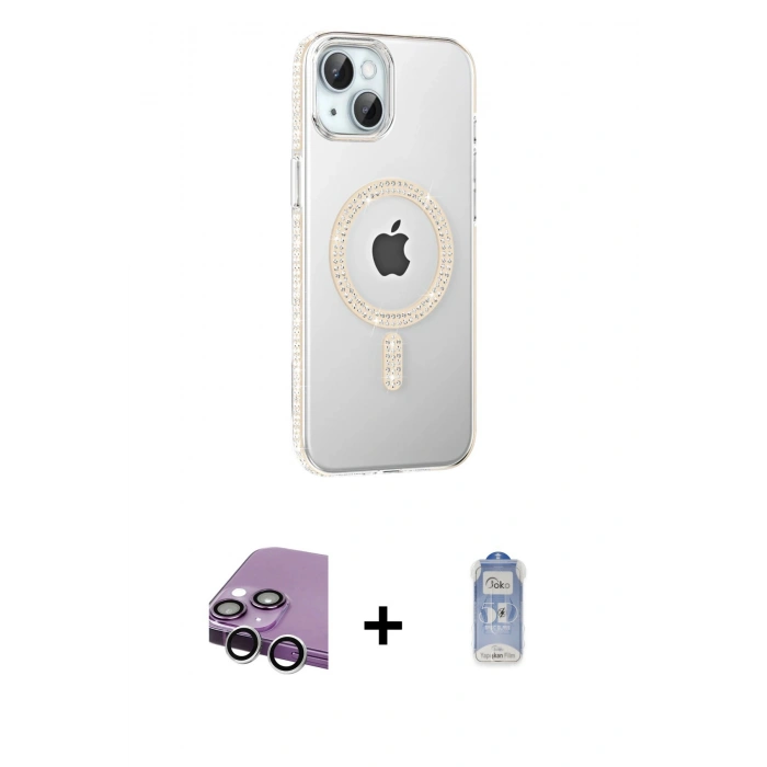 MARSİLYAN™- iPhone 14 Kılıf Yörünge Koleksiyonu - Siyah Joko Magic 5D Cam + Raze Metal Kamera Lens - GS