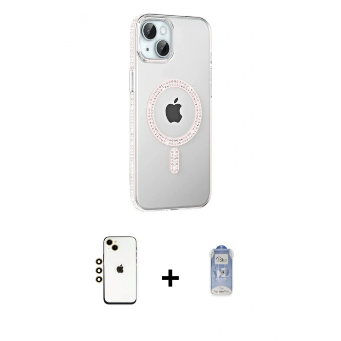 MARSİLYAN™- iPhone 14 Kılıf Yörünge Koleksiyonu - Siyah Joko Magic 5D Cam + Shine Kamera Lens - GD