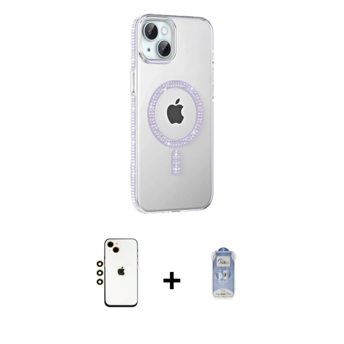 MARSİLYAN™- iPhone 14 Kılıf Yörünge Koleksiyonu - Siyah Joko Magic 5D Cam + Shine Kamera Lens - GD