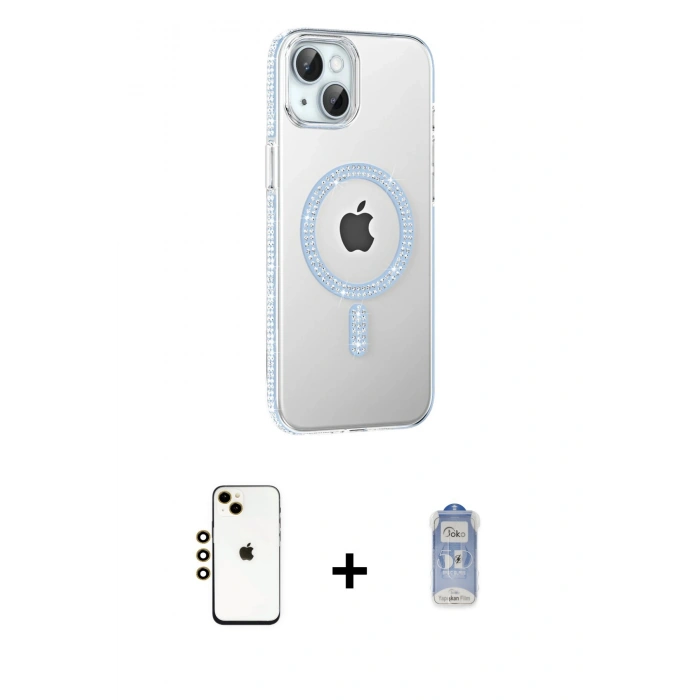 MARSİLYAN™- iPhone 14 Kılıf Yörünge Koleksiyonu - Siyah Joko Magic 5D Cam + Shine Kamera Lens - GD
