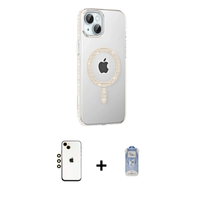 MARSİLYAN™- iPhone 14 Kılıf Yörünge Koleksiyonu - Siyah Joko Magic 5D Cam + Shine Kamera Lens - GD