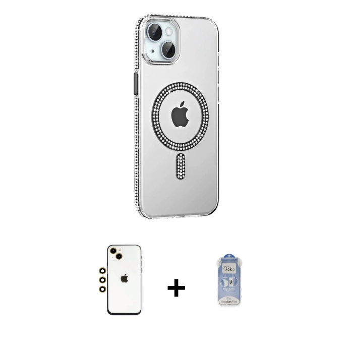 MARSİLYAN™- iPhone 14 Kılıf Yörünge Koleksiyonu - Siyah Joko Magic 5D Cam + Shine Kamera Lens - GD