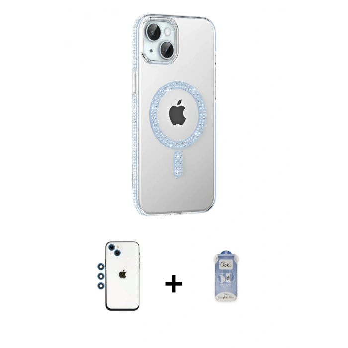 MARSİLYAN™- iPhone 14 Kılıf Yörünge Koleksiyonu - Siyah Joko Magic 5D Cam + Shine Kamera Lens - MI