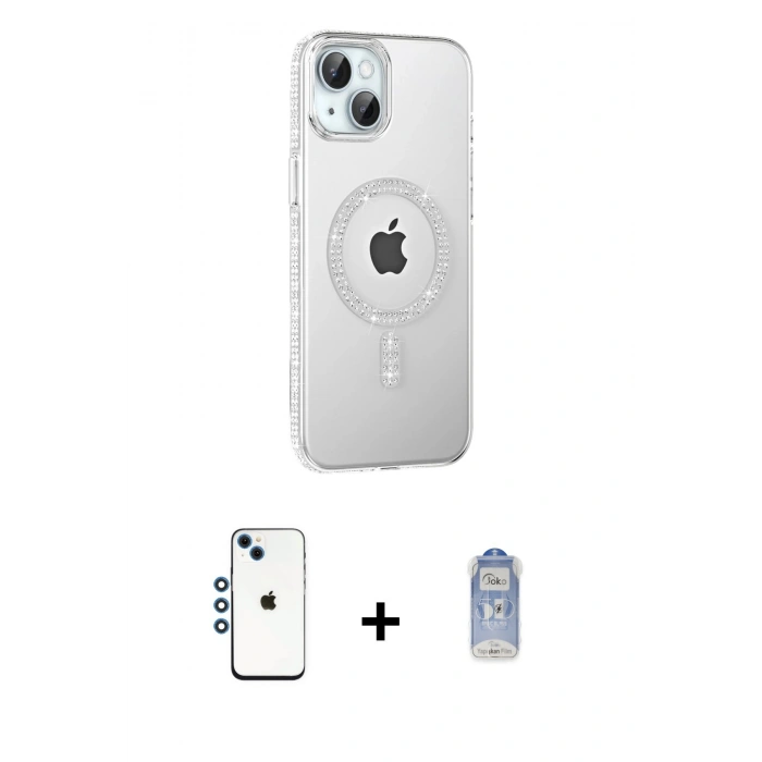 MARSİLYAN™- iPhone 14 Kılıf Yörünge Koleksiyonu - Siyah Joko Magic 5D Cam + Shine Kamera Lens - MI