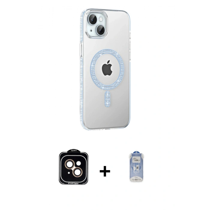 MARSİLYAN™- iPhone 14 Kılıf Yörünge Koleksiyonu - Siyah Joko Magic 5D Cam + PVD Metal Kamera Lens - TU