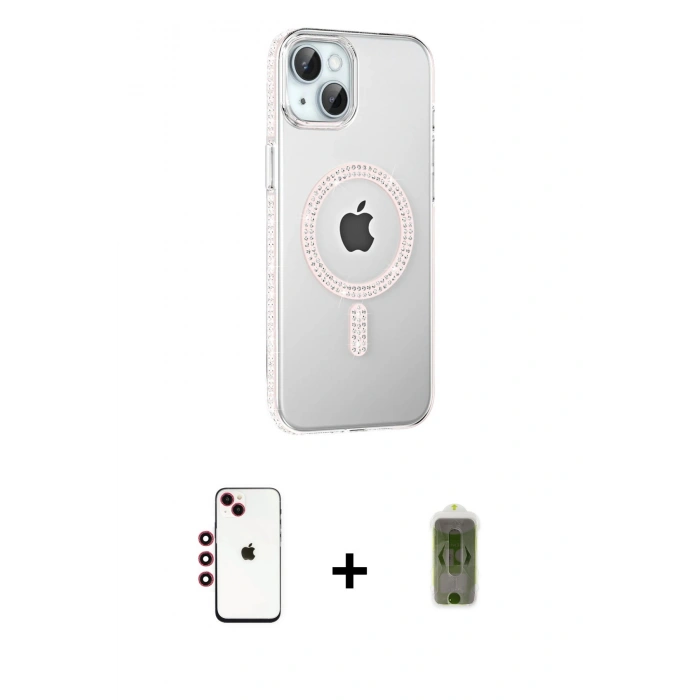 MARSİLYAN™- iPhone 14 Kılıf Yörünge Koleksiyonu - Siyah Joko Magic 5D Hayalet Cam + Shine Kamera Lens - KI