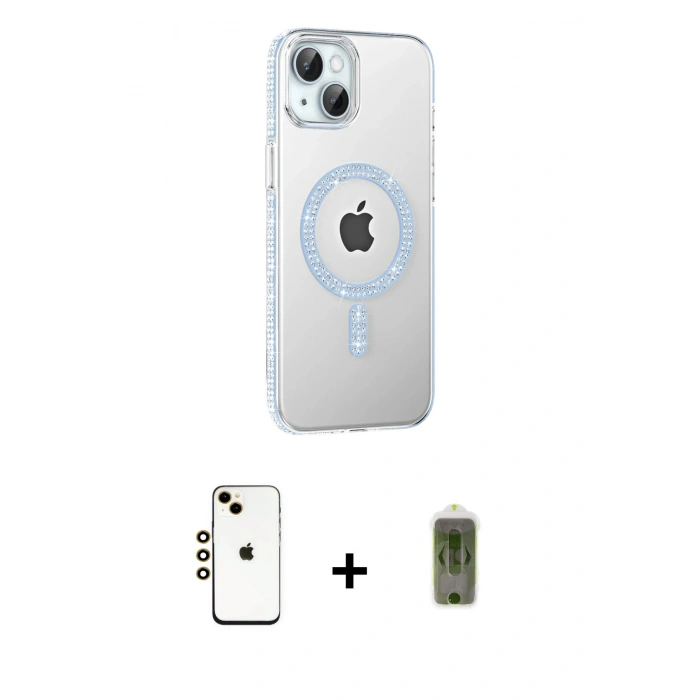 MARSİLYAN™- iPhone 14 Kılıf Yörünge Koleksiyonu - Siyah Joko Magic 5D Hayalet Cam + Shine Kamera Lens - GD