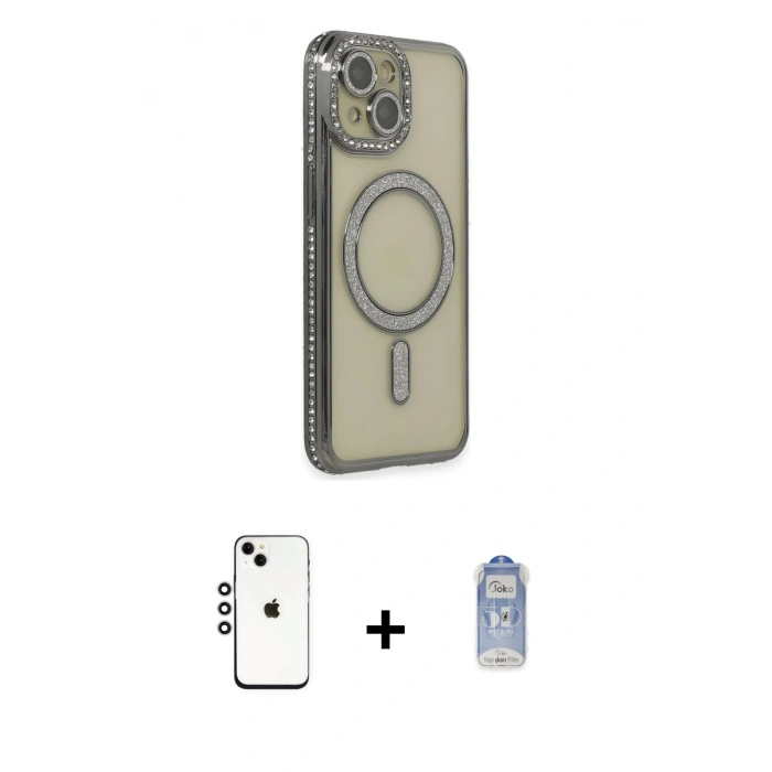 MARSİLYAN™- iPhone 14 Kılıf Zirve Doku Prime - Siyah Joko Magic 5D Cam + Shine Kamera Lens - GS