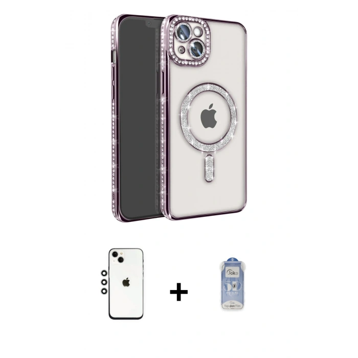MARSİLYAN™- iPhone 14 Kılıf Zirve Doku Prime - Siyah Joko Magic 5D Cam + Shine Kamera Lens - GS