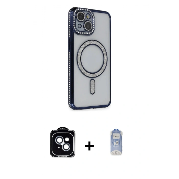 MARSİLYAN™- iPhone 14 Kılıf Zirve Doku Prime - Siyah Joko Magic 5D Cam + PVD Metal Kamera Lens - MI